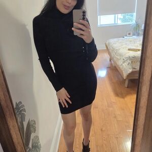 Alexander Wang Black  Turtleneck Knit Dress